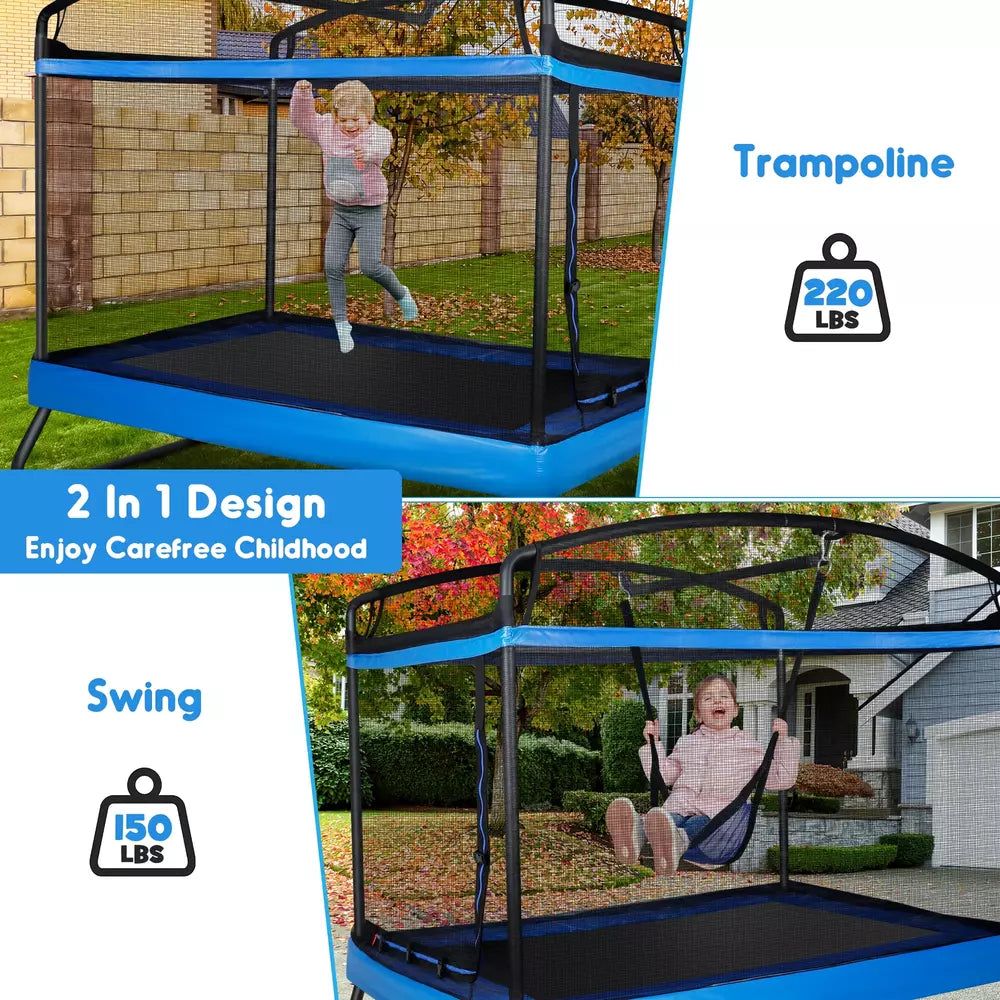 Gymax 6FT Kids Jump Recreational Trampolines W/Swing Safety Enclosure