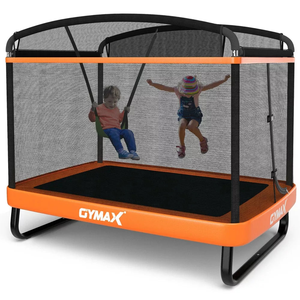 Gymax 6FT Kids Jump Recreational Trampolines W/Swing Safety Enclosure