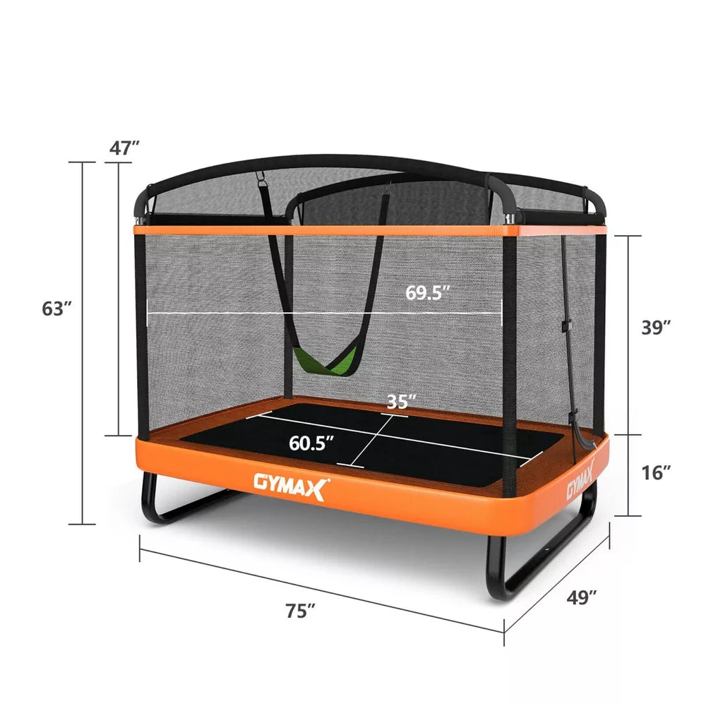Gymax 6FT Kids Jump Recreational Trampolines W/Swing Safety Enclosure
