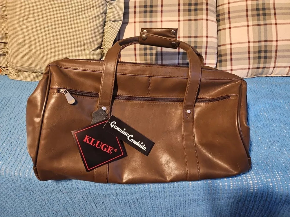Kluge Cheyenne Wide Mouth Rolling Duffel Bag Cowhide, Brown