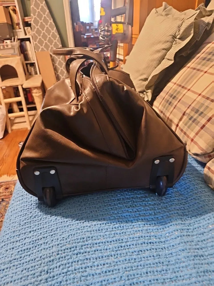 Kluge Cheyenne Wide Mouth Rolling Duffel Bag Cowhide, Brown