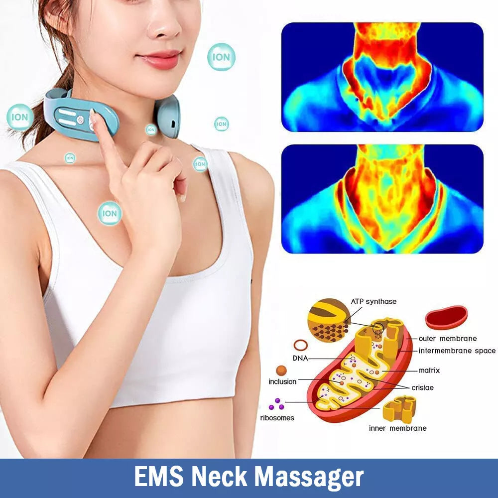 Portable Cervical Spine Massager EMS Neck Acupoints Lymphvity Massager Device