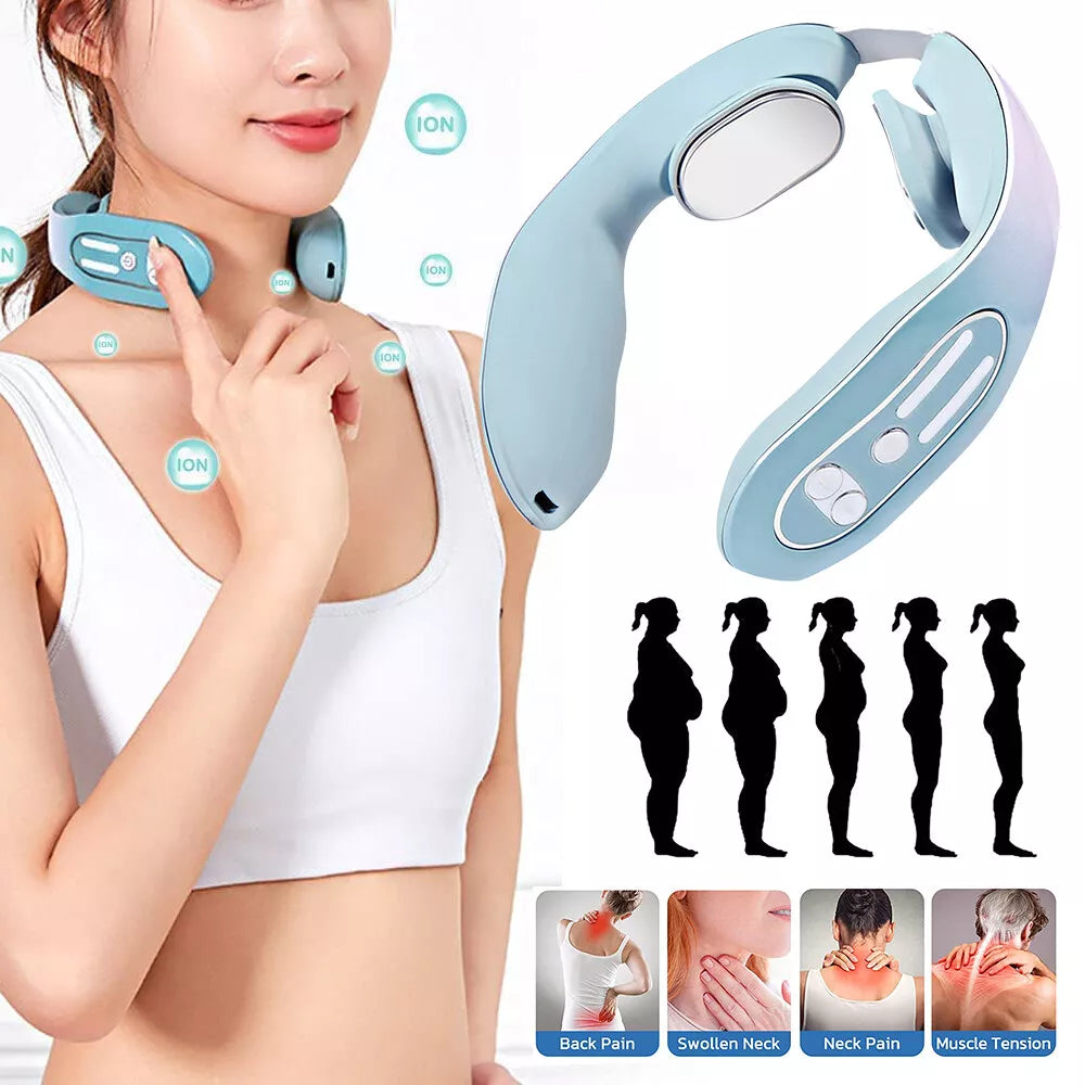 Portable Cervical Spine Massager EMS Neck Acupoints Lymphvity Massager Device