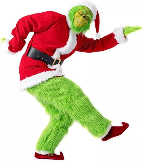 The Grinch Costume Mask Cosplay Adult Christmas Santa Fancy Dress Outfit Xmas