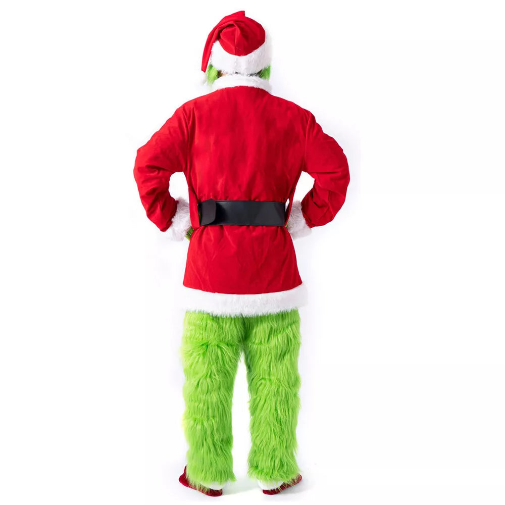 The Grinch Costume Mask Cosplay Adult Christmas Santa Fancy Dress Outfit Xmas