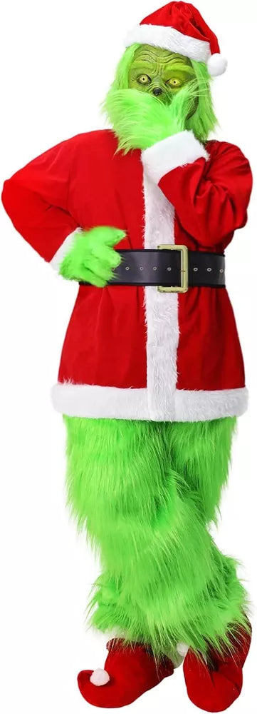 The Grinch Costume Mask Cosplay Adult Christmas Santa Fancy Dress Outfit Xmas