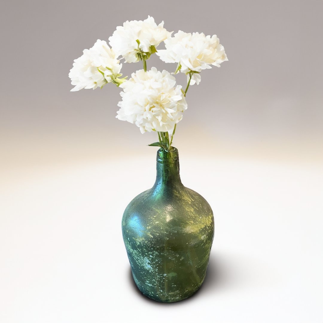 Rustic Green Glass Decorative Vase