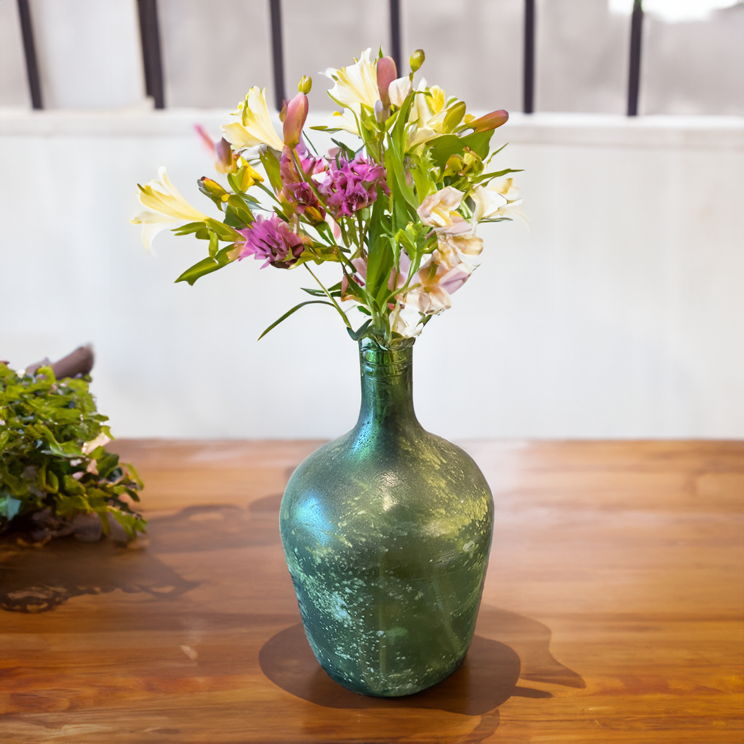 Rustic Green Glass Decorative Vase